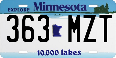 MN license plate 363MZT