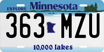 MN license plate 363MZU