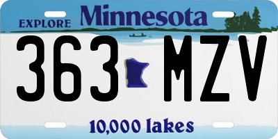 MN license plate 363MZV
