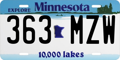 MN license plate 363MZW