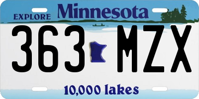 MN license plate 363MZX