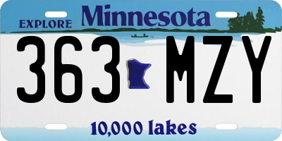 MN license plate 363MZY