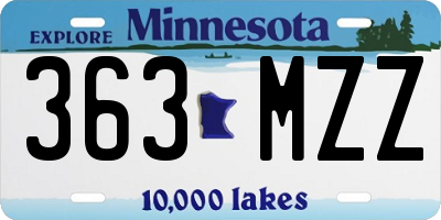 MN license plate 363MZZ
