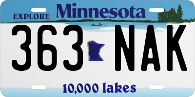 MN license plate 363NAK