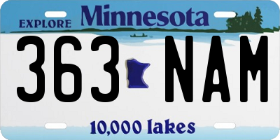 MN license plate 363NAM