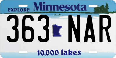 MN license plate 363NAR