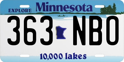 MN license plate 363NBO