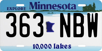 MN license plate 363NBW
