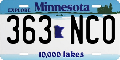 MN license plate 363NCO