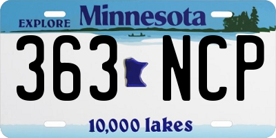 MN license plate 363NCP