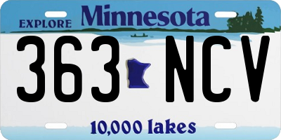MN license plate 363NCV