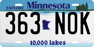 MN license plate 363NOK