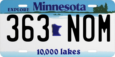 MN license plate 363NOM