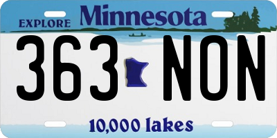 MN license plate 363NON