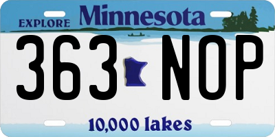 MN license plate 363NOP