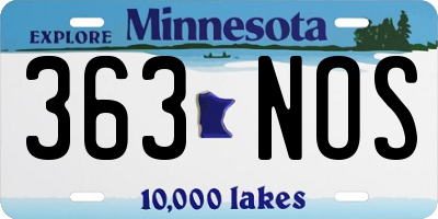 MN license plate 363NOS