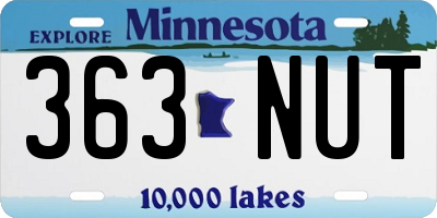 MN license plate 363NUT