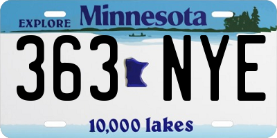 MN license plate 363NYE