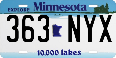 MN license plate 363NYX