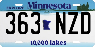 MN license plate 363NZD