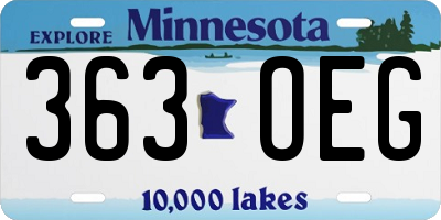 MN license plate 363OEG