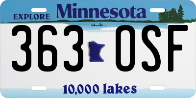 MN license plate 363OSF