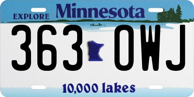MN license plate 363OWJ