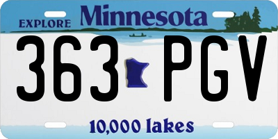MN license plate 363PGV