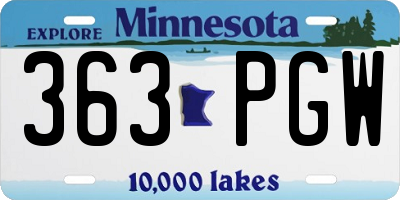 MN license plate 363PGW
