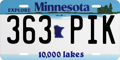 MN license plate 363PIK
