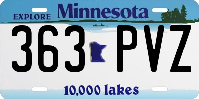 MN license plate 363PVZ