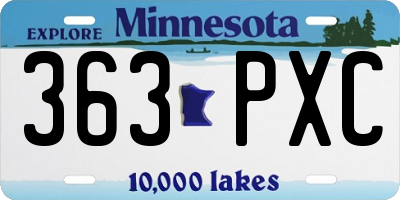 MN license plate 363PXC