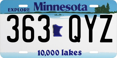MN license plate 363QYZ