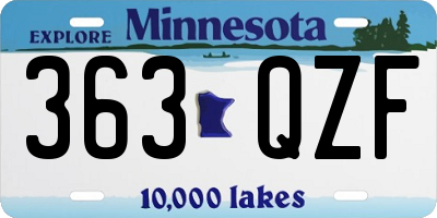 MN license plate 363QZF
