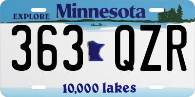 MN license plate 363QZR