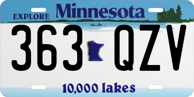 MN license plate 363QZV