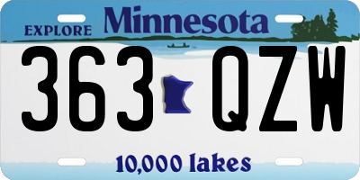 MN license plate 363QZW
