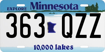 MN license plate 363QZZ