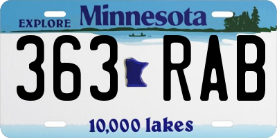 MN license plate 363RAB