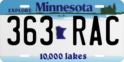 MN license plate 363RAC