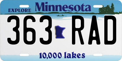 MN license plate 363RAD