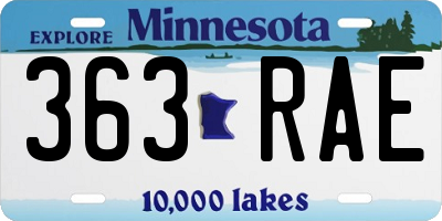 MN license plate 363RAE