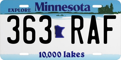 MN license plate 363RAF
