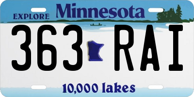 MN license plate 363RAI