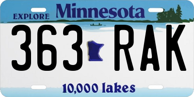 MN license plate 363RAK