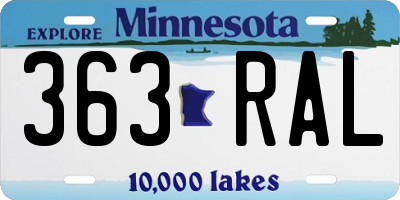 MN license plate 363RAL