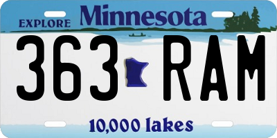 MN license plate 363RAM