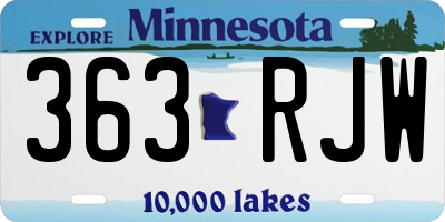 MN license plate 363RJW