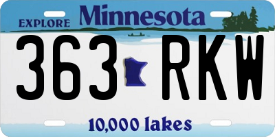 MN license plate 363RKW