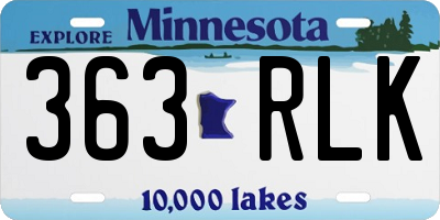 MN license plate 363RLK